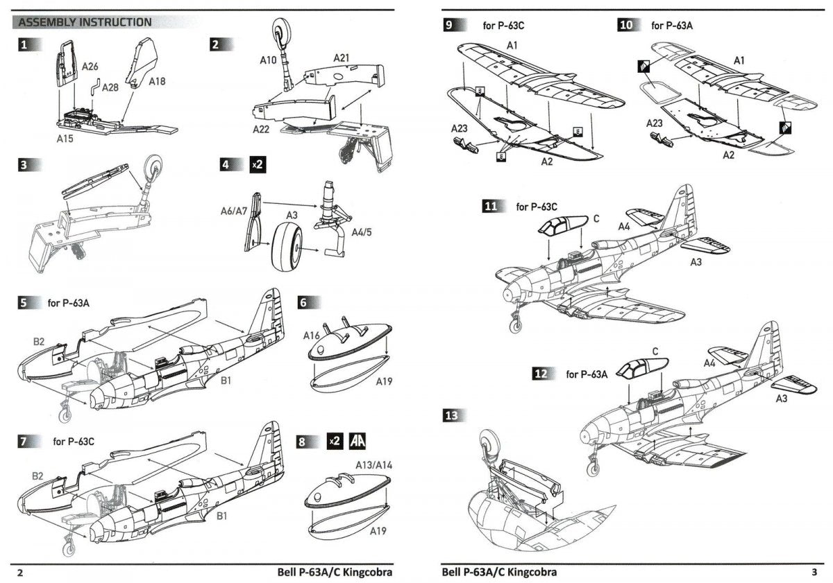 Dora Wings 14401 BELL P-63A P-63C KINGCOBRA Fighter DOUBLE KIT 1/144 – Bild 3