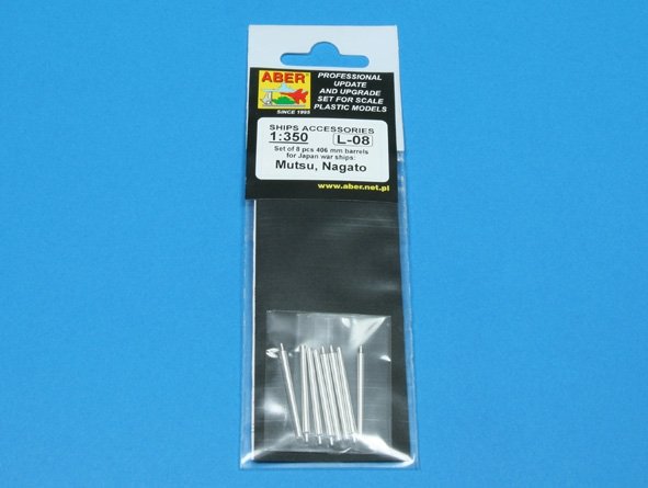 Aber 350L-08 Set of 8 pcs 406 mm barrels for Japanese ships Mutsu and Nagato 1/350 – imagen 4
