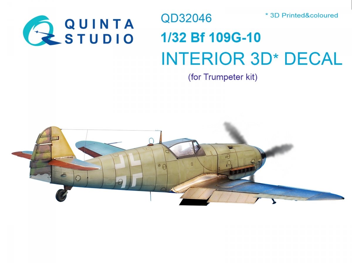Quinta Studio QD32046 Bf 109G-10 3D-Printed &amp;amp; coloured Interior on decal paper (for Trumpeter kit) 1/32