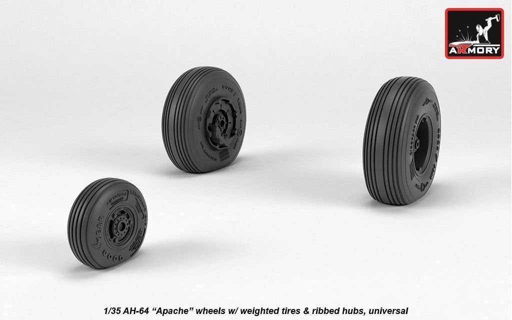 Armory Models AW35305 AH-64 Apache wheels w/ weighted tires, ribbed hubs 1/35 – Bild 2