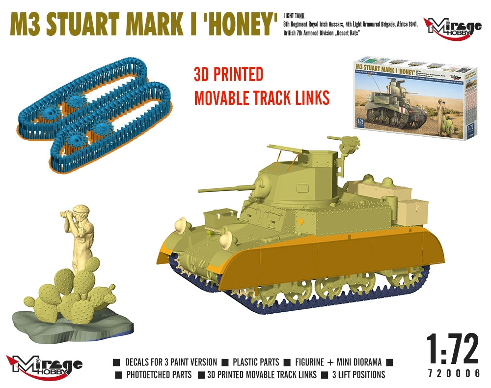 Mirage Hobby 720006 M3 Stuart Mk.I Honey Light Tank 1/72 – Bild 4