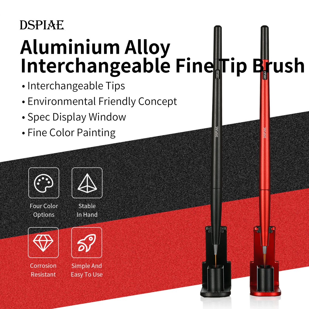 DSPIAE AT-FB01 Fine Brush With Replacable Point Tip - Red / Precyzyjny pędzel z wymienną końcówką – Bild 4