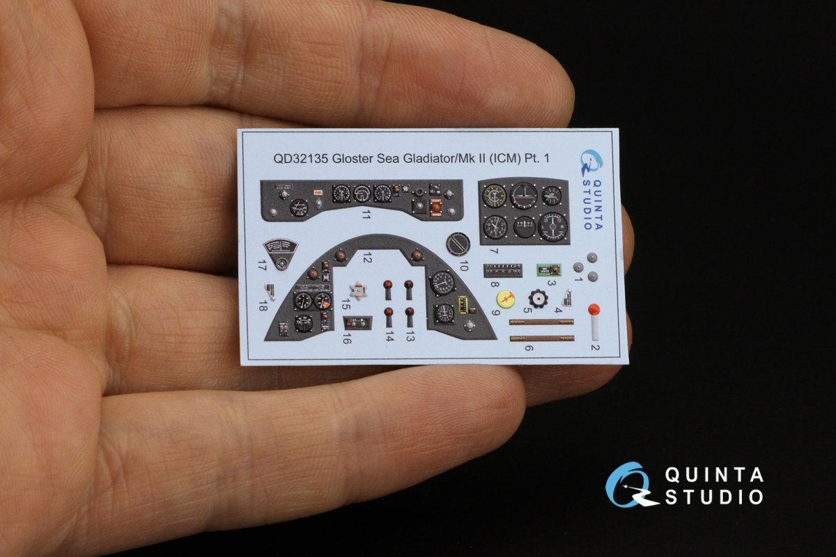 Quinta Studio QD32135 Gloster Gladiator Mk II 3D-Printed &amp;amp; coloured Interior on decal paper (ICM) 1/32 – immagine 8