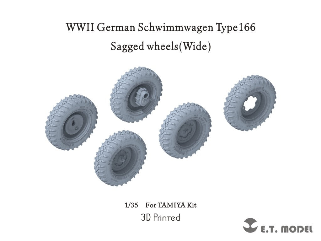 ET Model P35-136 Schwimmwagen allemand Type 166 de la Seconde Guerre mondiale, roues affaissées, largeur large, pour kit TAMIYA 1/35