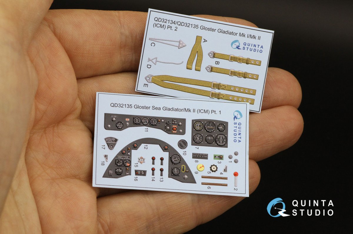 Quinta Studio QD32135 Gloster Gladiator Mk II 3D-Printed &amp;amp; coloured Interior on decal paper (ICM) 1/32 – immagine 11