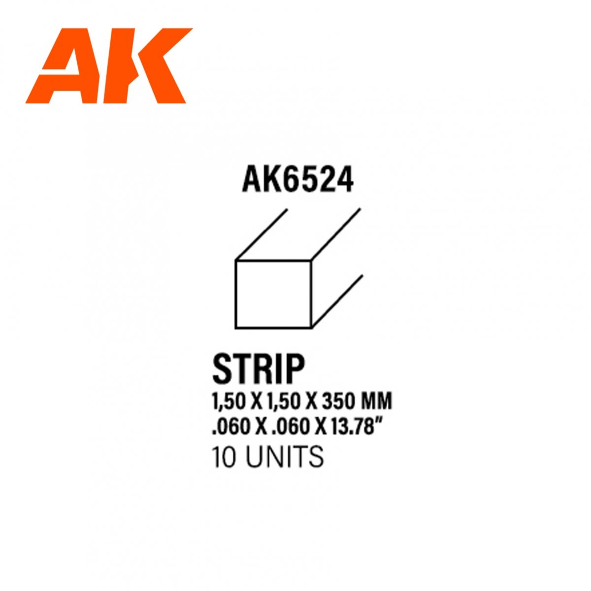 AK Interactive AK6524 BANDES 1,50 X 1,50 X 350MM – BANDE DE STYRÈNE – (10 UNITÉS)