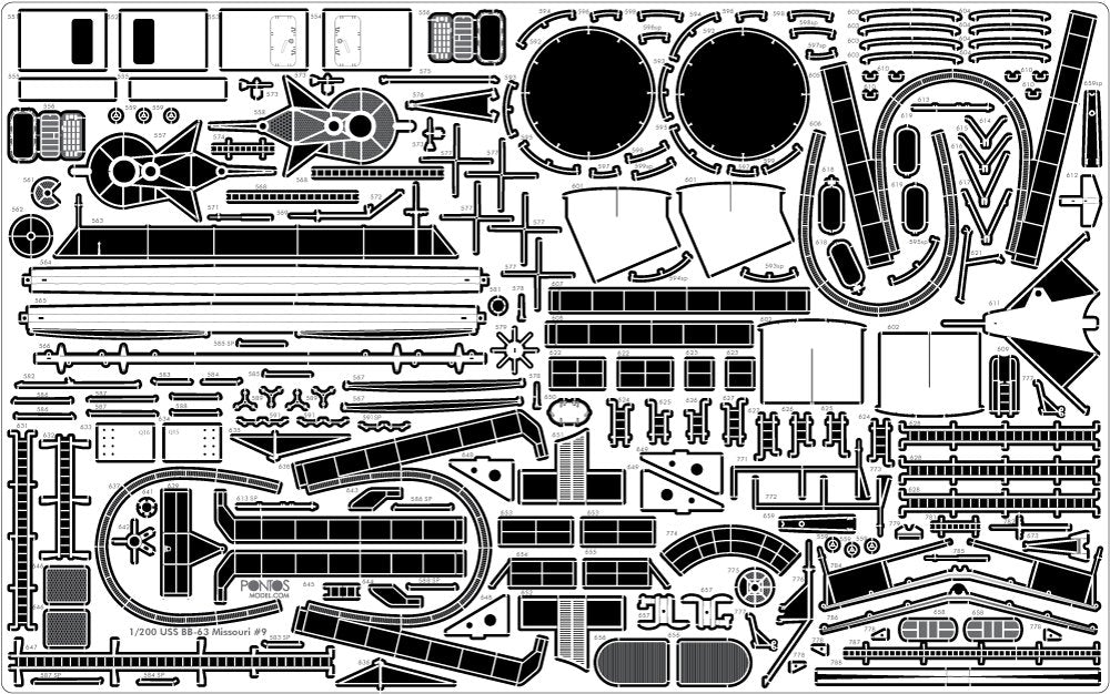 Pontos 23004F1 USS BB-61 Iowa 1944 Ensemble de détails (Pont en bois teinté teck) (1/200) – image 10