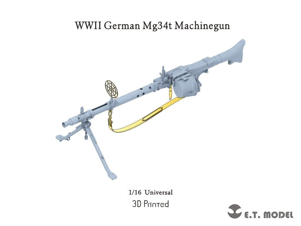 Maquette ET Model P16-002 Mitrailleuse allemande MG34T de la Seconde Guerre mondiale (Impression 3D) 1/16