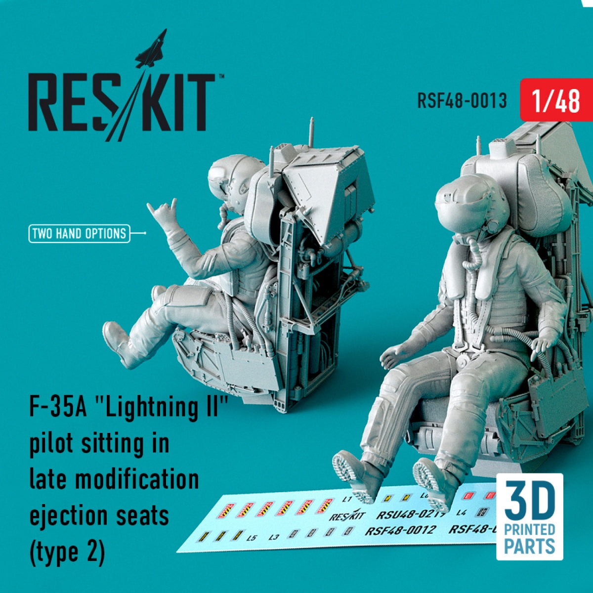 RESKIT RSF48-0013 F-35A « LIGHTNING II » PILOTE ASSIS DANS UN SIÈGE ÉJECTIONNABLE MODIFICATION TARDIVE (TYPE 2) (IMPRIMÉ EN 3D) 1/48