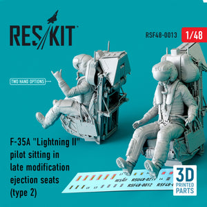 RESKIT RSF48-0013 F-35A « LIGHTNING II » PILOTE ASSIS DANS UN SIÈGE ÉJECTIONNABLE MODIFICATION TARDIVE (TYPE 2) (IMPRIMÉ EN 3D) 1/48