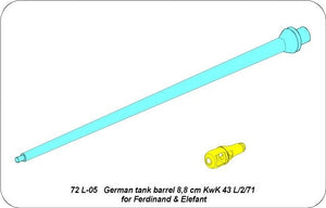 Aber 72L-05 Lufa 8,8 cm KwK.43 L/2/71 do Ferdynanda i Elefanta / German tank barrel 8,8cm KwK 43 l/2/71 for Ferdinand and Elefant 1/72 – Bild 4