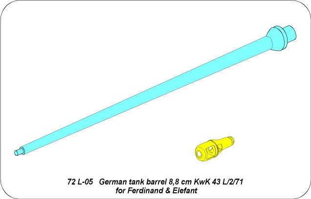 Aber 72L-05 Lufa 8,8 cm KwK.43 L/2/71 do Ferdynanda i Elefanta / German tank barrel 8,8cm KwK 43 l/2/71 for Ferdinand and Elefant 1/72 – Bild 4