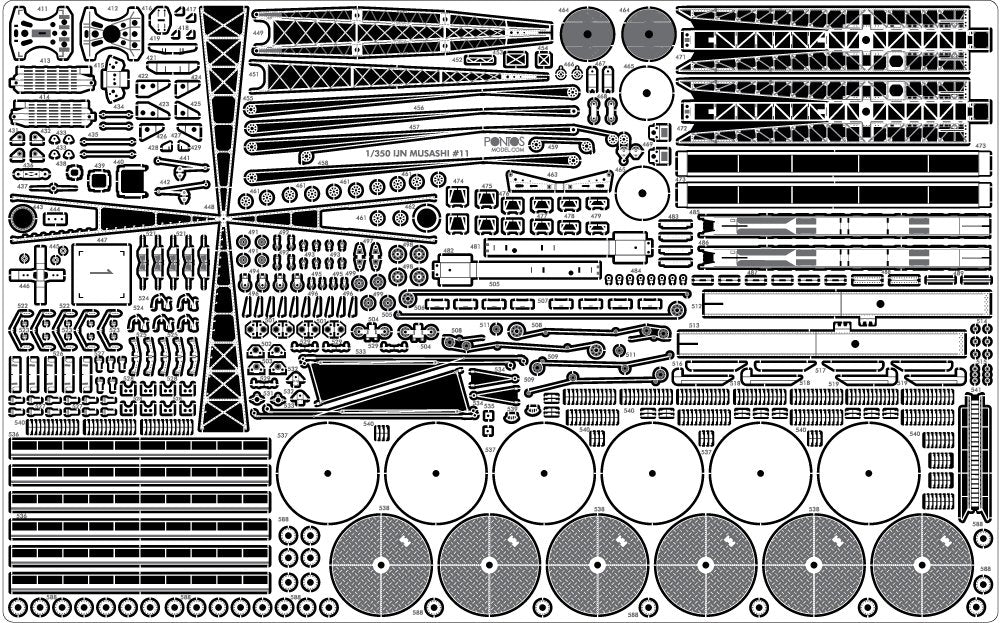 Pontos 37025FN IJN Musashi 1944 Detail up set Advanced Hinoki Tone Deck 1/350 – Bild 13