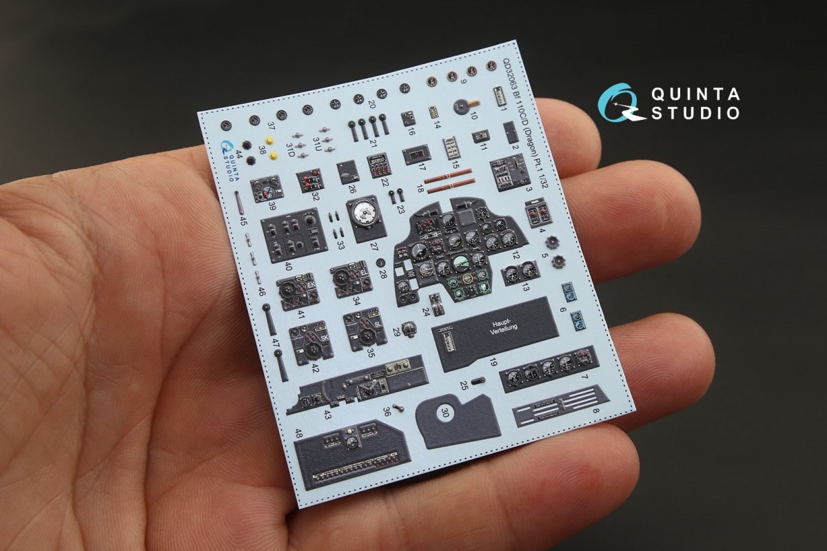 Quinta Studio QD32063 Bf 110C/D 3D-Printed &amp;amp; coloured Interior on decal paper (for Dragon kit) 1/32 – Bild 3
