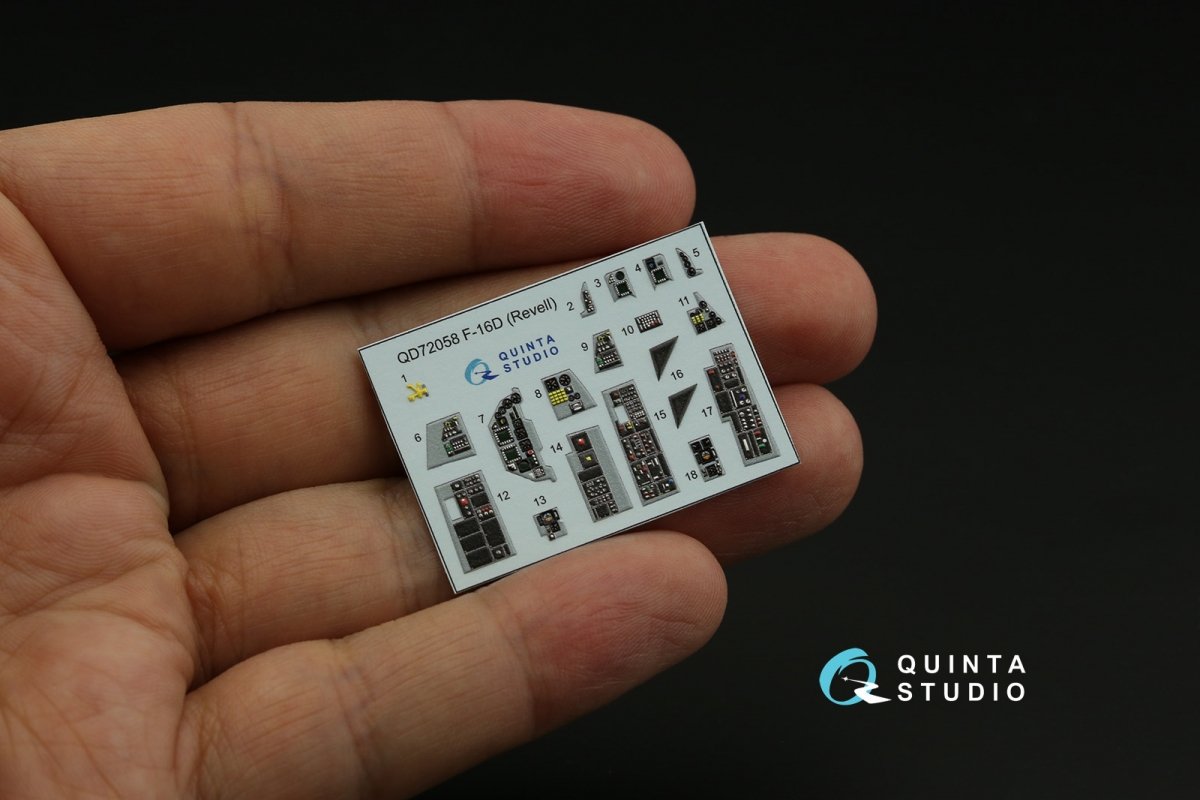 Quinta Studio QD72058 F-16D 3D-Printed &amp;amp; coloured Interior on decal paper (Revell) 1/72 – zdjęcie 6