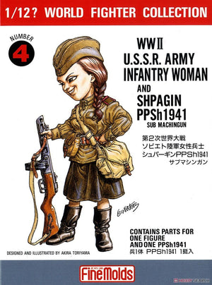 FineMolds FT4 W.W.II U.S.S.R. Infantry Woman &amp;amp; PPSh1941 1/12