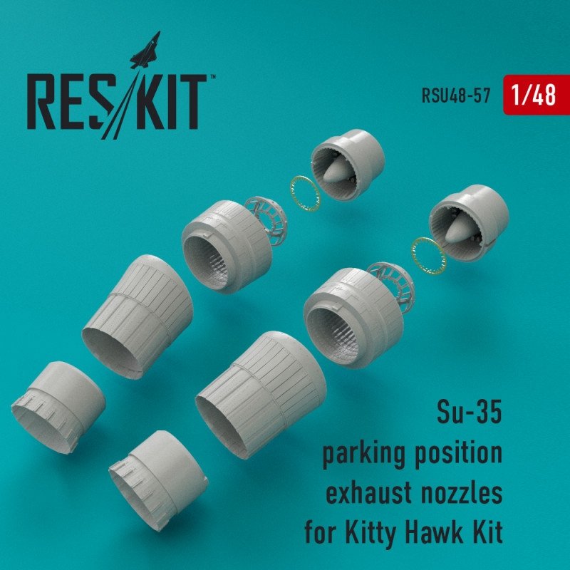 RESKIT RSU48-0057 Buses d&amp;#39;échappement en position de stationnement Su-35 pour maquette Kitty Hawk 1/48