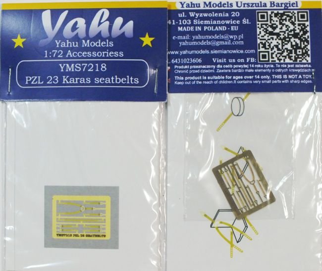 Yahu YMS7218 PZL P.23 / P.42 / P.43 seatblt. IBG / Heller / Plastyk 1/72