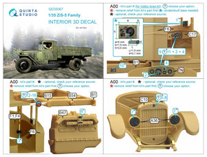 Intérieur imprimé en 3D et coloré sur papier décalcomanie Quinta Studio QD35067 ZiS-5 (Tous les kits) 1/35 – image 6
