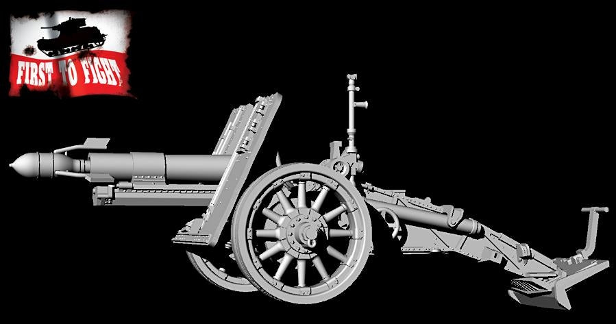 First To Fight PL123 - Ciężkie działo piechoty 15 cm sIG 33 z kołami drewnianymi i Stielgranate 42. 1/72