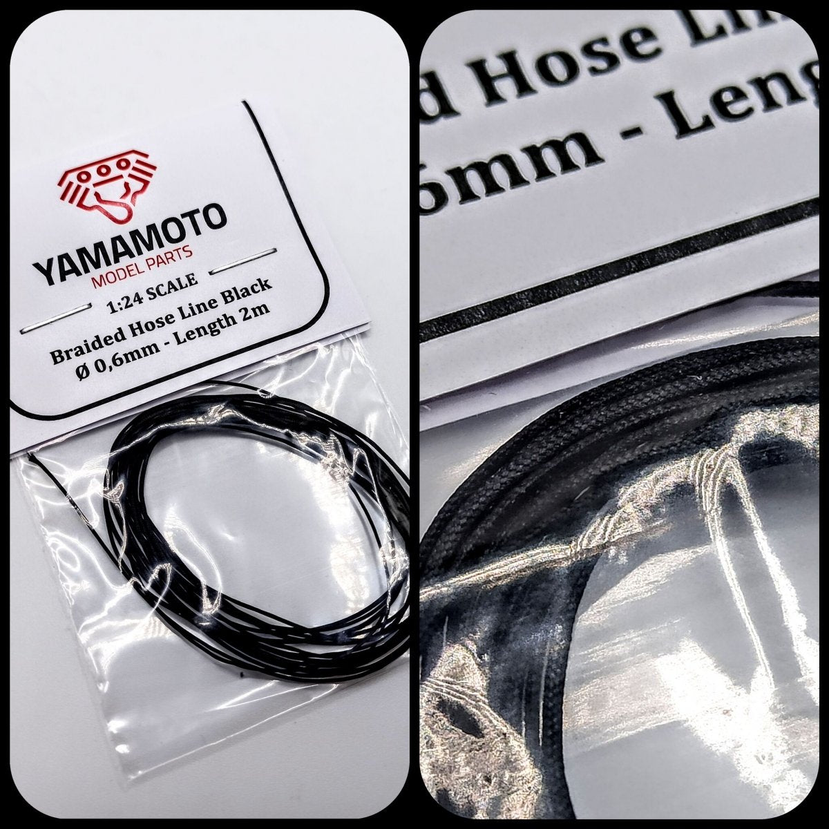 Yamamoto Model Parts YMPTUN75 Braided Hose Line Black 0,6mm 2m 1/24 – Bild 3