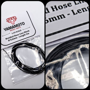 Yamamoto Model Parts YMPTUN75 Braided Hose Line Black 0,6mm 2m 1/24 – Bild 3