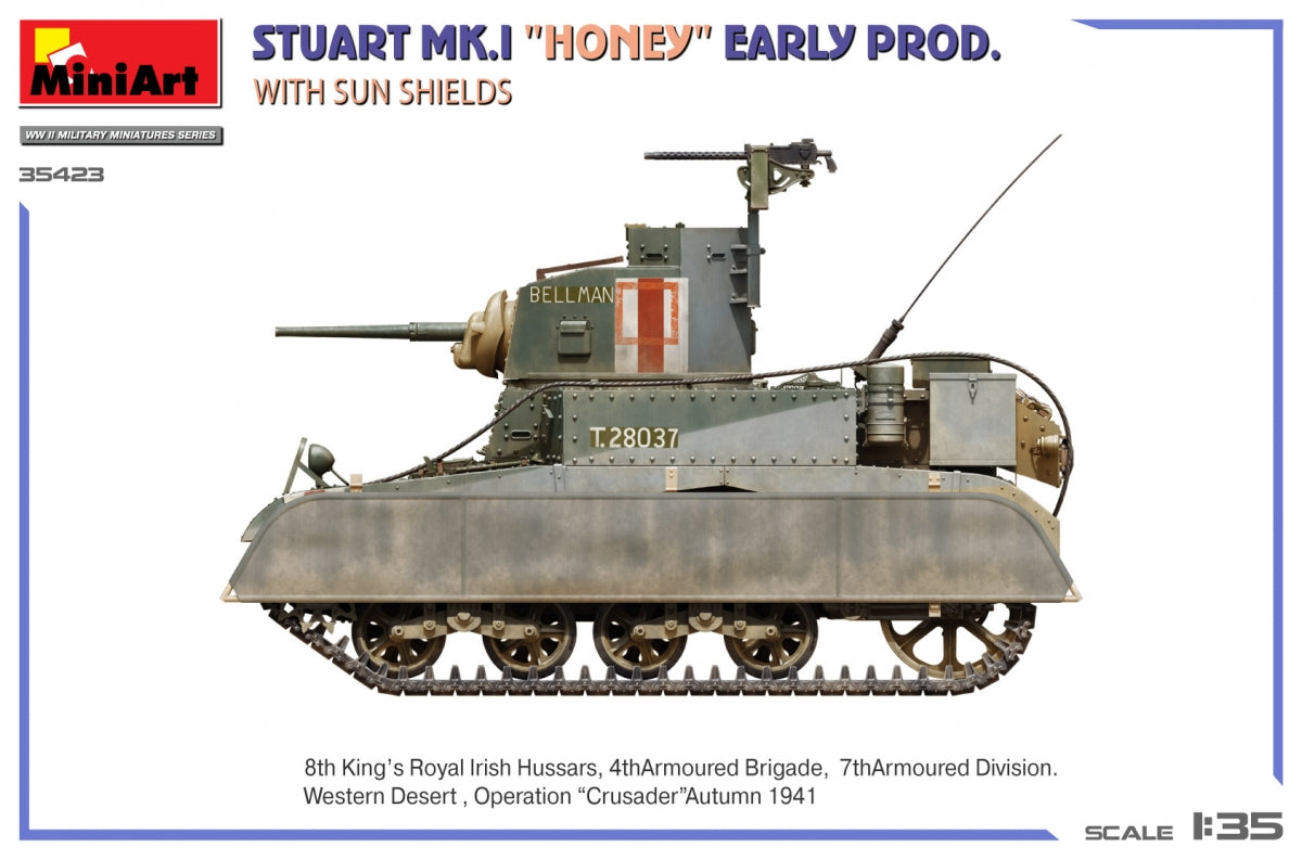MiniArt 35423 Stuart Mk.I “Honey” Early Prod. w/Sun Shields 1/35 – immagine 8