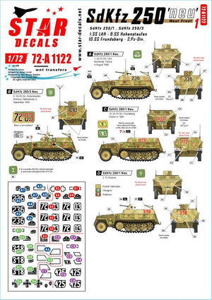 Star Decals 72-A1122 SdKfz 250 &amp;#39;neu&amp;#39; # 1 SdKfz 250/1 and SdKfz 250/3 on the West Front 1/72