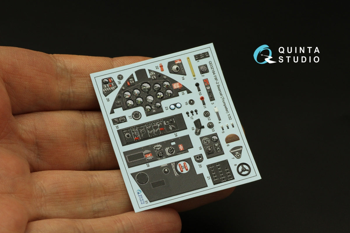 Quinta Studio QD32184 F8F-2 Bearcat 3D-Printed coloured Interior on decal paper (Trumpeter) 1/32 – zdjęcie 6