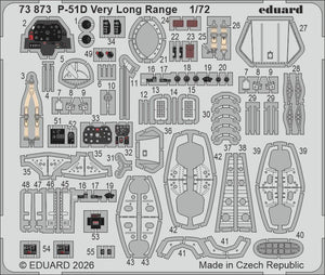 Eduard 73873 P-51D Very Long Range PE Parts cockpit for ARMA HOBBY 1/72