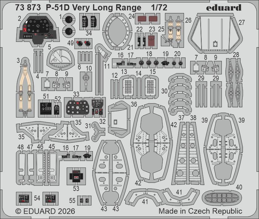 Eduard 73873 P-51D Very Long Range PE Parts cockpit for ARMA HOBBY 1/72
