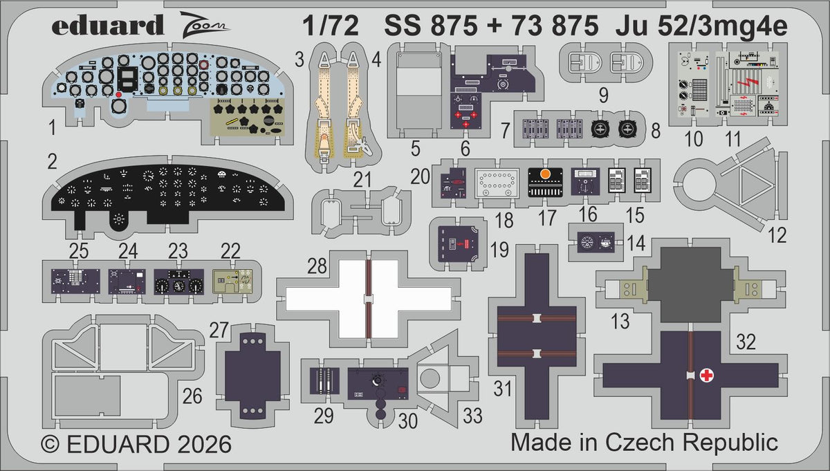 Eduard 73875 Junkers Ju 52/3mg4e PE Parts for AIRFIX 1/72