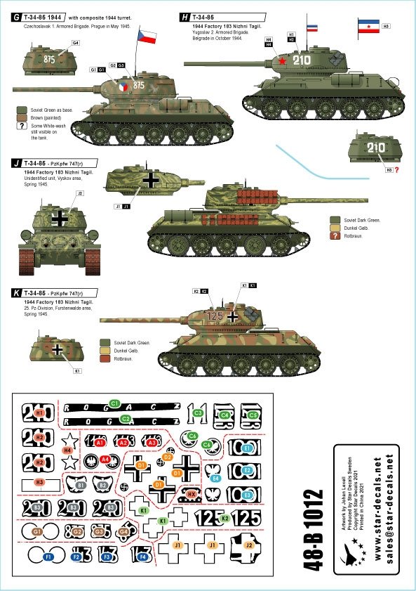 Star Decals 48-B1012 T-34-85 Medium Tank 1/48 – immagine 2