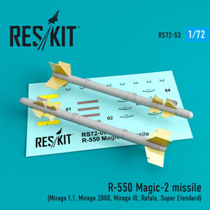 RESKIT RS72-0053 R-550 MAGIC-2 MISSILES (4 PCS) 1/72