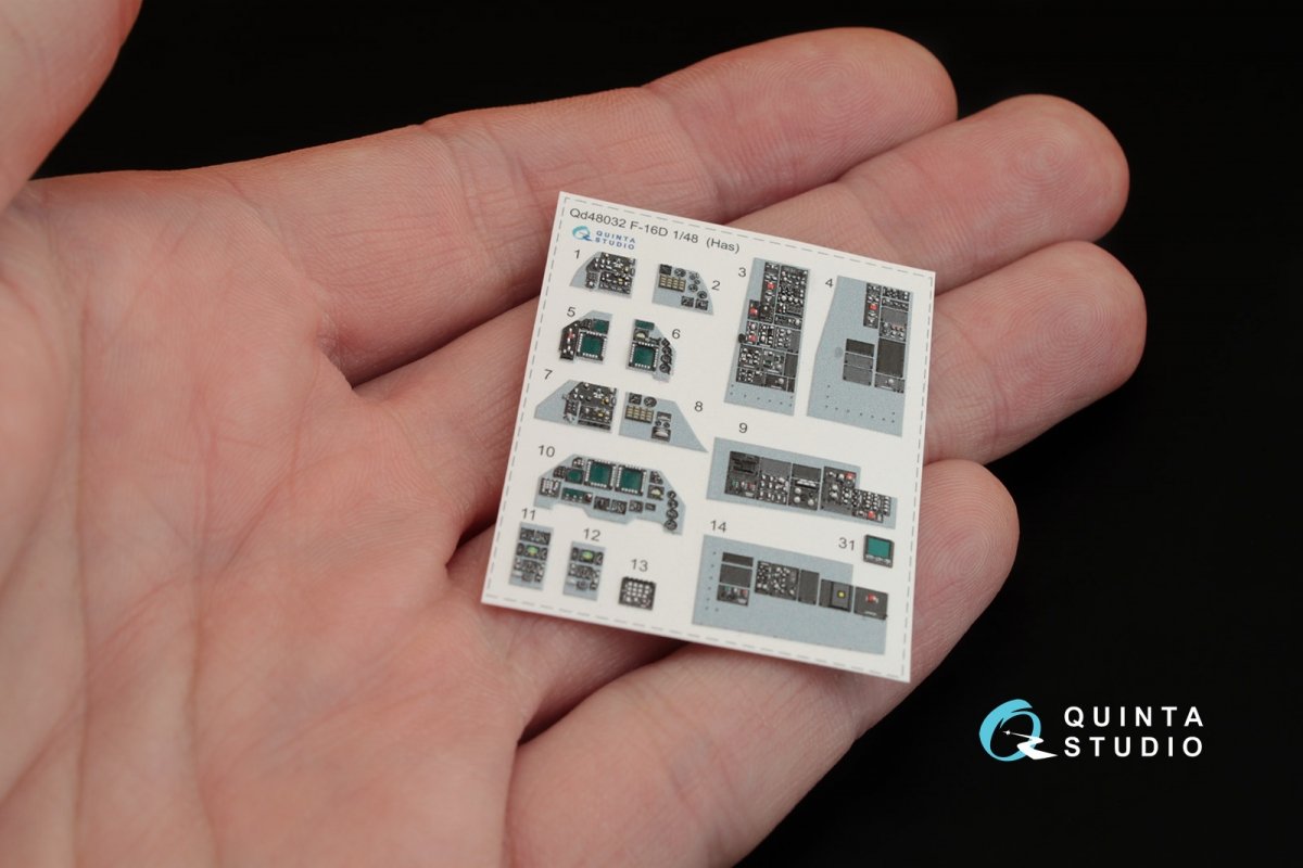 Quinta Studio QD48032 F-16D 3D-Printed &amp;amp; coloured Interior on decal paper (for Hasegawa kit) 1/48 – Bild 2