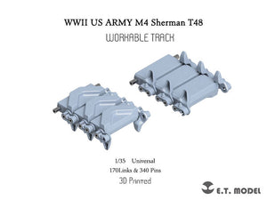 ET Model P35-081 WWII US ARMY M4 Sherman T48 Chenille fonctionnelle (Impression 3D) 1/35