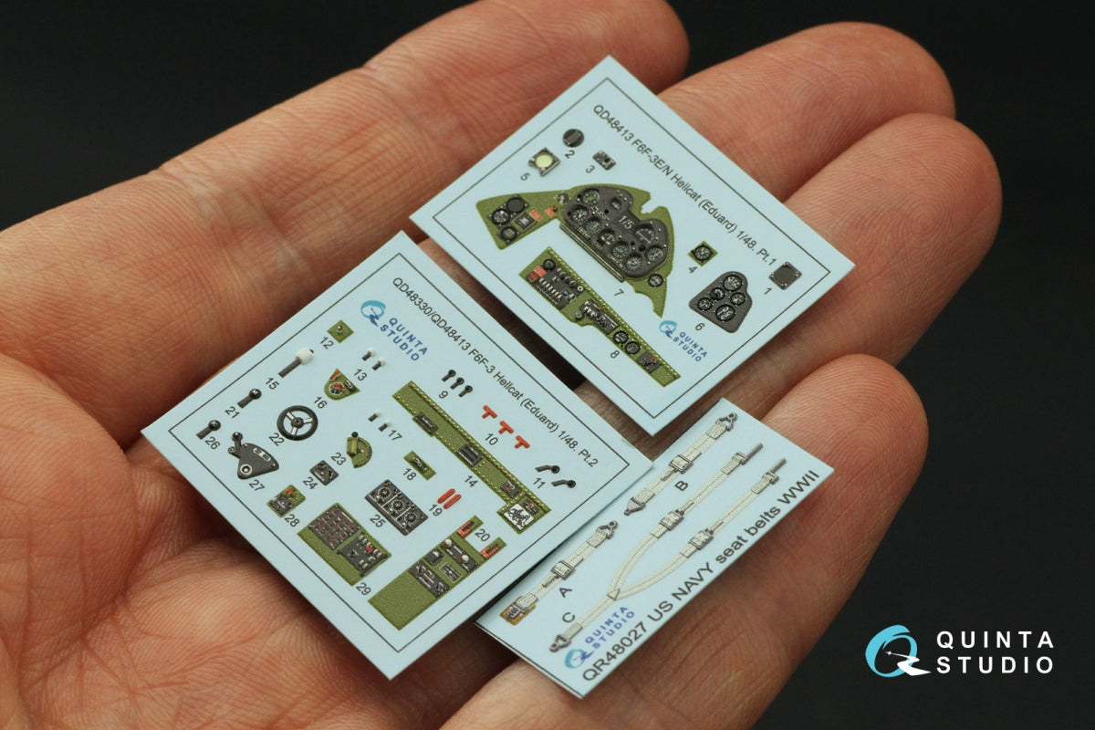 Quinta Studio QD48413 F6F-3E/N Hellcat 3D-Printed &amp;amp; coloured Interior on decal paper (Eduard) 1/48 – imagen 6