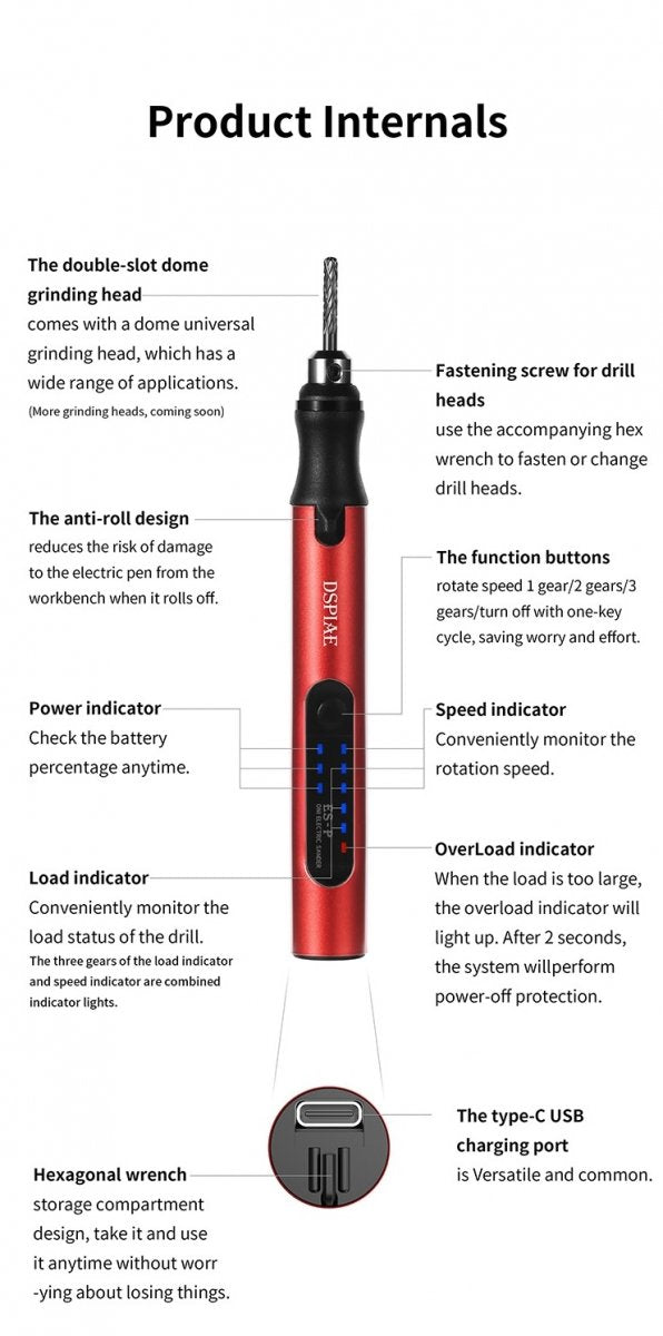 DSPIAE ES-P Portable Electric Sharpening Pen / Elektryczny zestaw do grawerowania – Bild 2