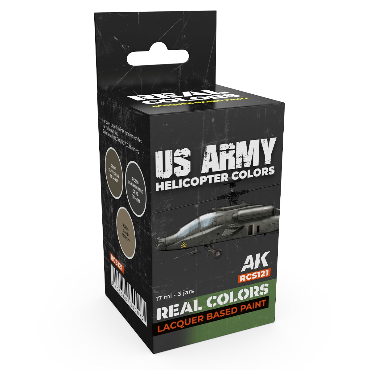 AK Interactive RCS121 Couleurs de l'hélicoptère de l'armée américaine 3x17ml