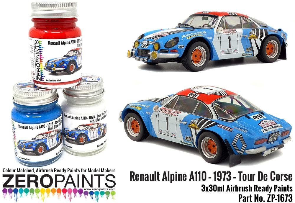 Zero Paints 1673 Renault Alpine A110 – 1973 – Tour De Corse Red - White - Blue Paint Set 3x30ml – Bild 2