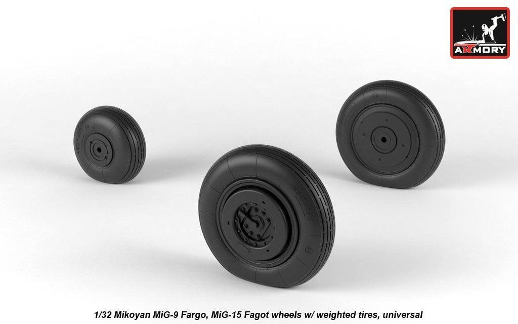 Armory Models AW32014 Mikoyan MiG-15bis Fagot (late) / MiG-17 Fresco wheels w/ weighted tires 1/32 – immagine 4