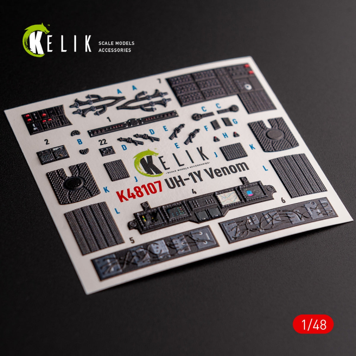 KELIK K48107 UH-1Y &amp;quot;Venom&amp;quot; - interior 3D decals for Zimi Model/KittyHawk kit 1/48