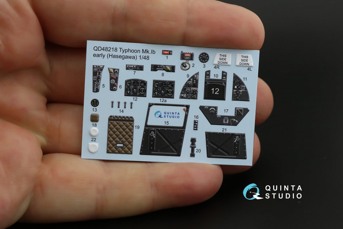 Quinta Studio QD48218 Hawker Typhoon Mk.1b early 3D-Printed &amp;amp; coloured Interior on decal paper ( Hasegawa ) 1/48 – Bild 11