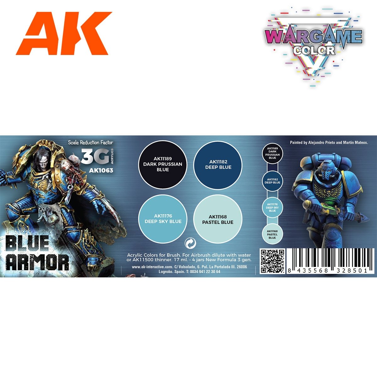 AK Interactive AK1063 WARGAME COLOR SET. BLUE ARMOR. 4x17 ml – immagine 2