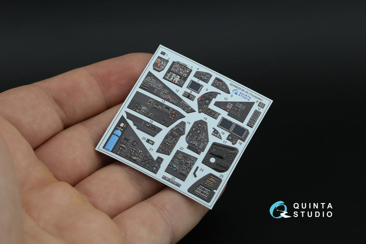 Quinta Studio QD48629 Mi-35 3D-Printed &amp; coloured Interior on decal paper (Trumpeter) 1/48
