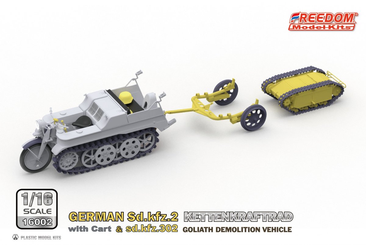 Freedom 16002 ALLEMAND SD.KFZ.2 KETTENKRAFTRAD &amp;amp; SD.KFZ.302 VÉHICULE DE DÉMOLITION GOLIATH 1/16 – image 5