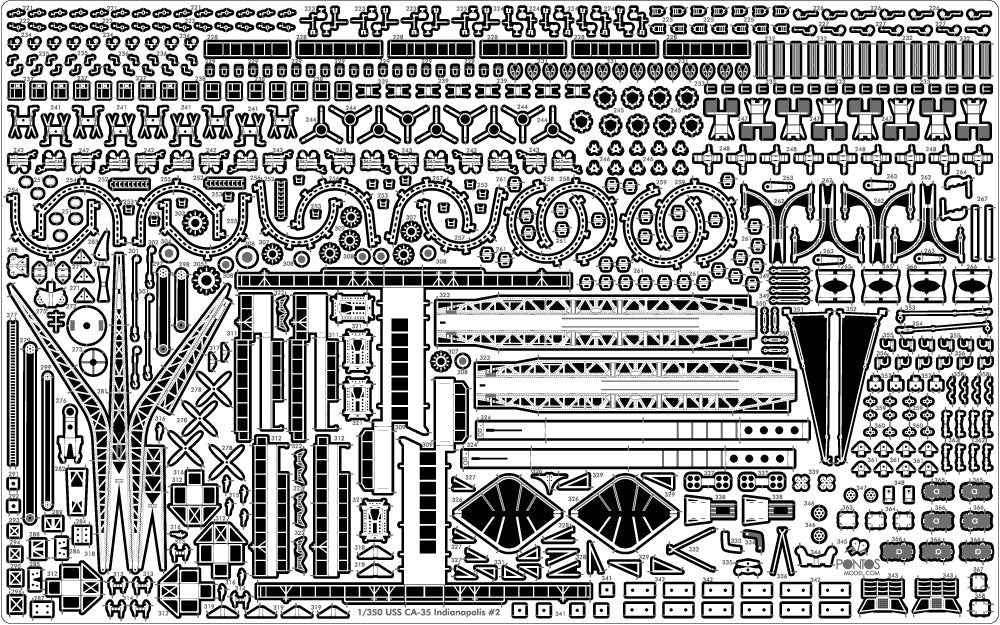 Pontos 37017F1 USS CA-35 Indianapolis 1945 Detail Up Set ADVANCED 1/350 – immagine 15