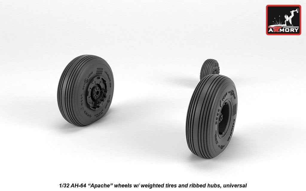 Armory Models AW32312 AH-64 Apache wheels w/ weighted tires, ribbed hubs 1/32 – Bild 4