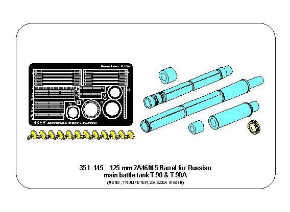 Aber 35L-145 125mm 2A46M-5 Barrel for Russian Tank T-90 T-90A 1/35 – immagine 19