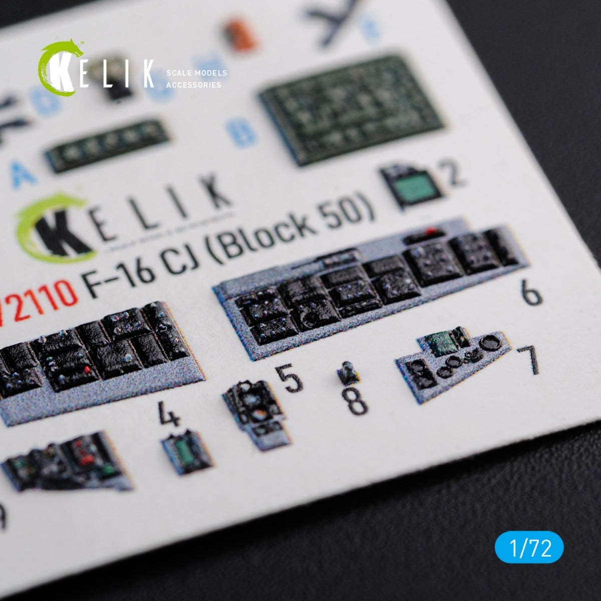 KELIK K72110 F-16 CJ (Block 50) interior 3D decals for Tamiya kit 1/72 – zdjęcie 6